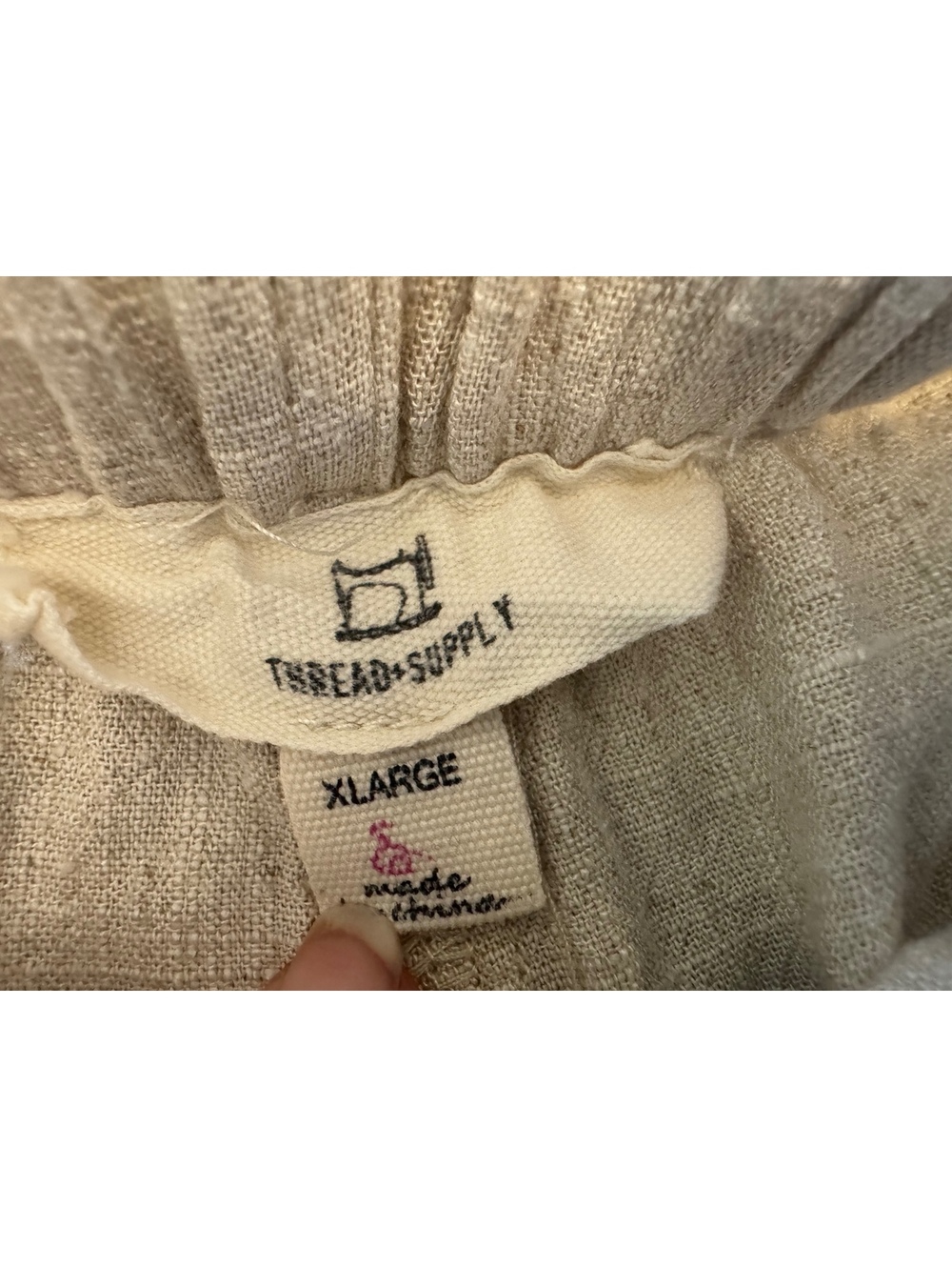 Thread & Supply Women’s XL Linen Blend Wide Leg Pants Natural Beige Frayed Hem - Picture 6 of 9